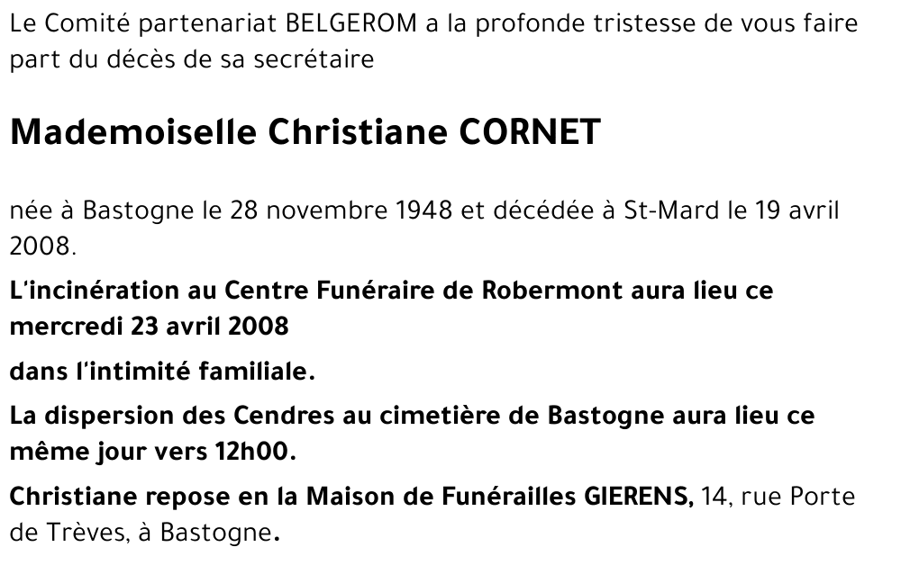 Christiane CORNET