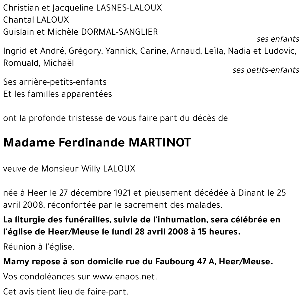 Ferdinande MARTINOT