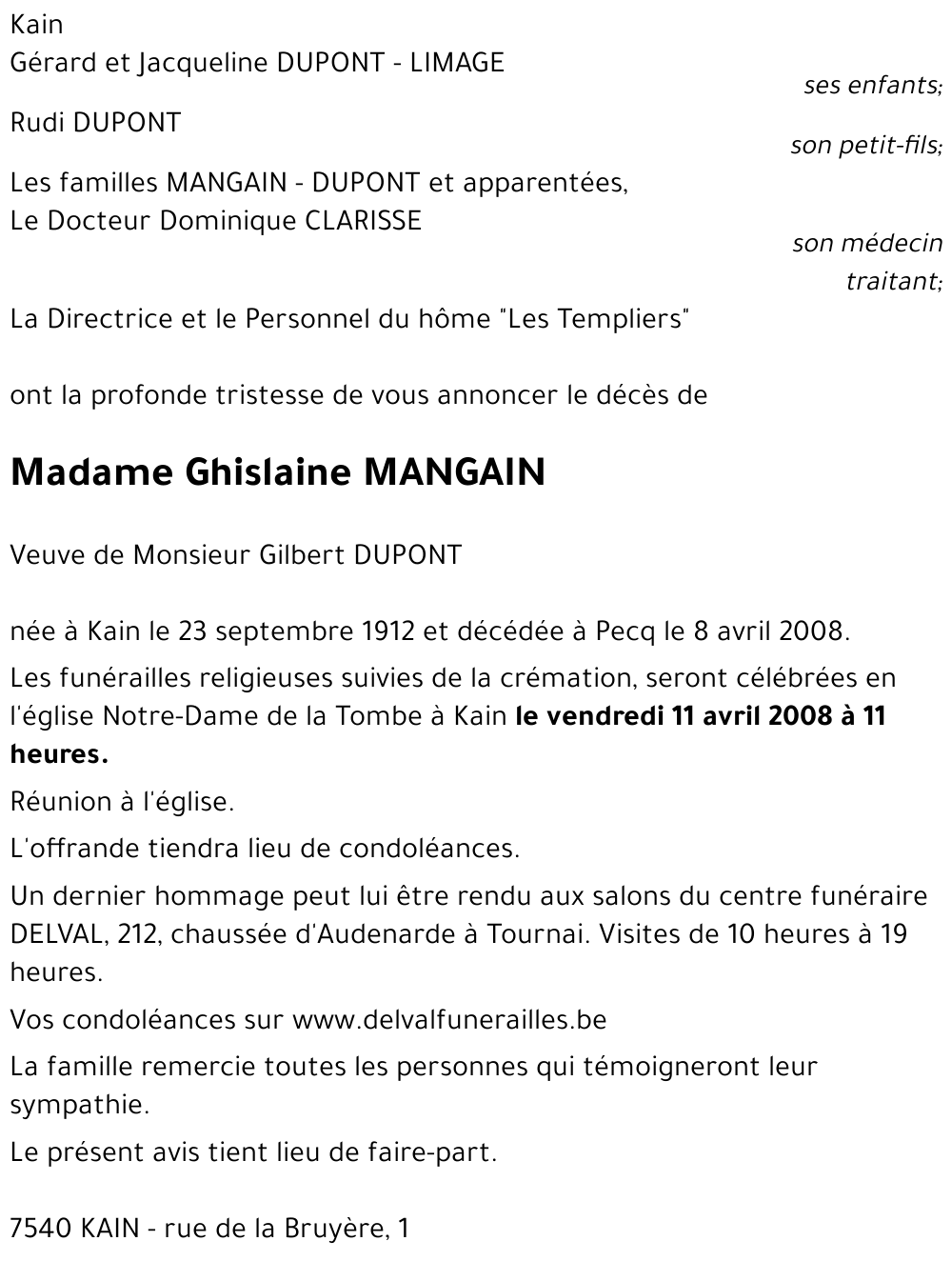 Ghislaine MANGAIN