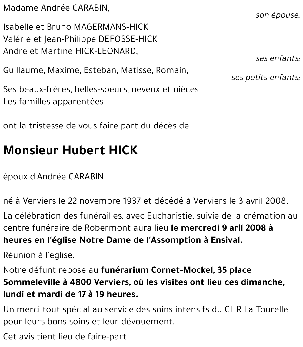 Hubert HICK