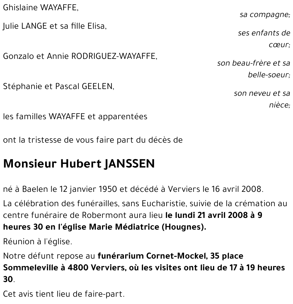 Hubert JANSSEN