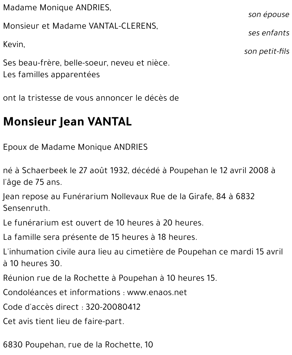 Jean VANTAL