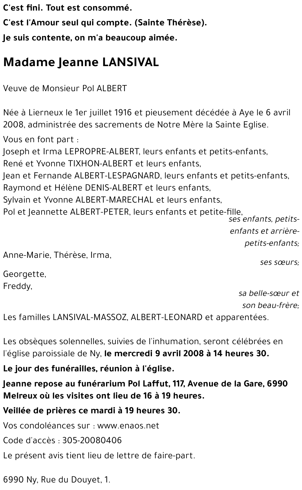 Jeanne LANSIVAL