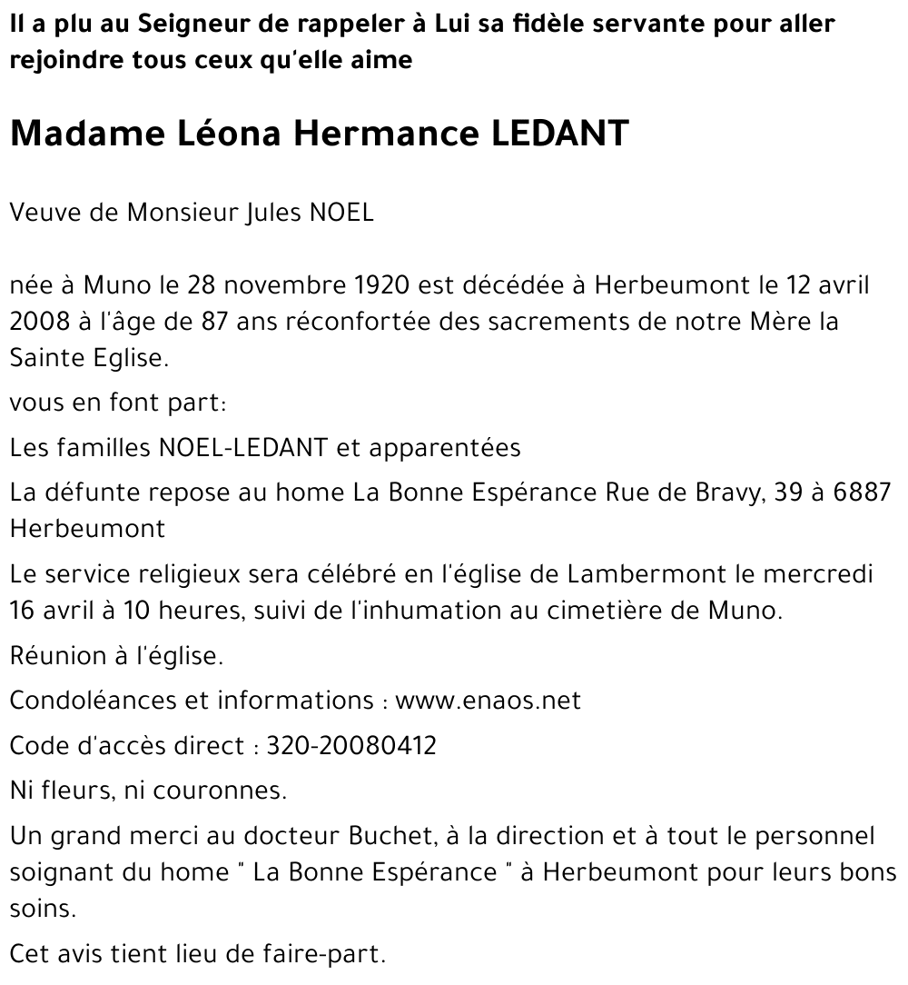 Léona Hermance LEDANT