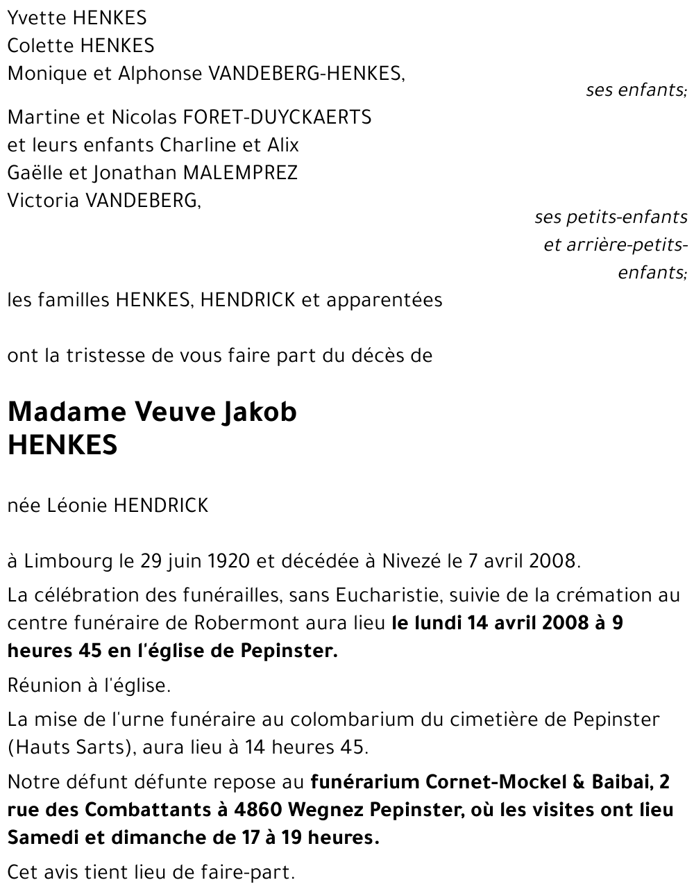 Léonie HENDRICK