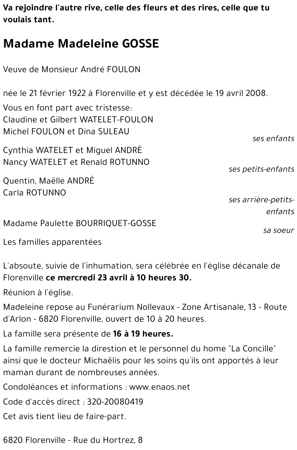 Madeleine GOSSE