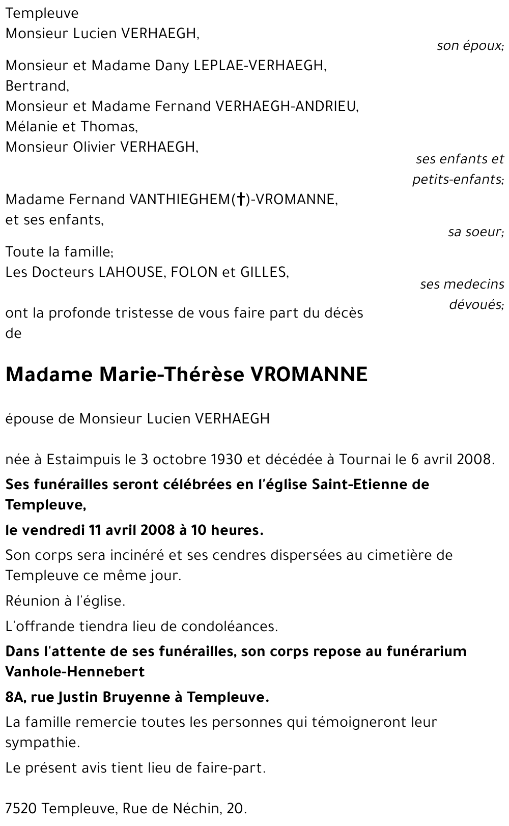 Marie-Thérèse VROMANNE