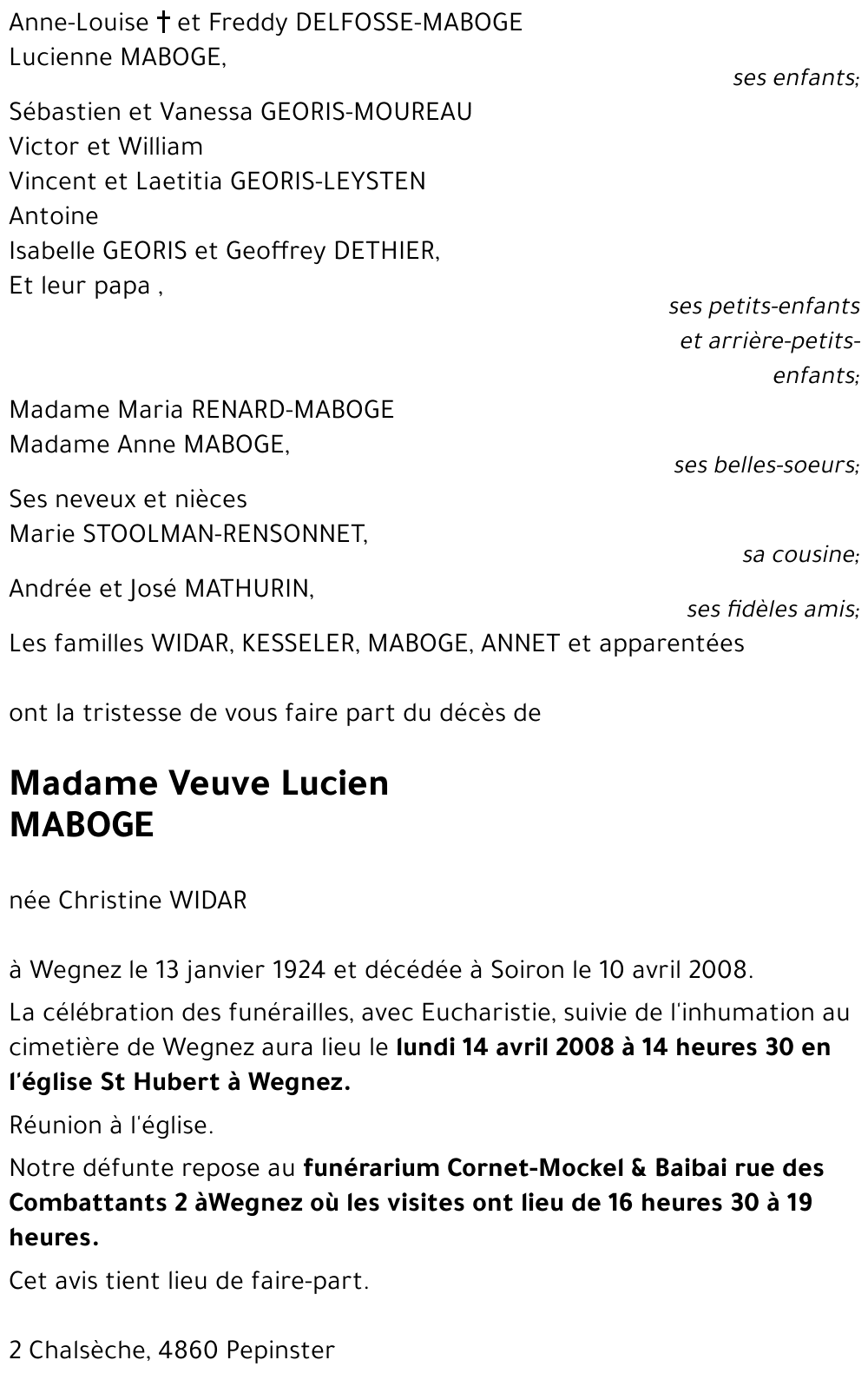 WIDAR Christine