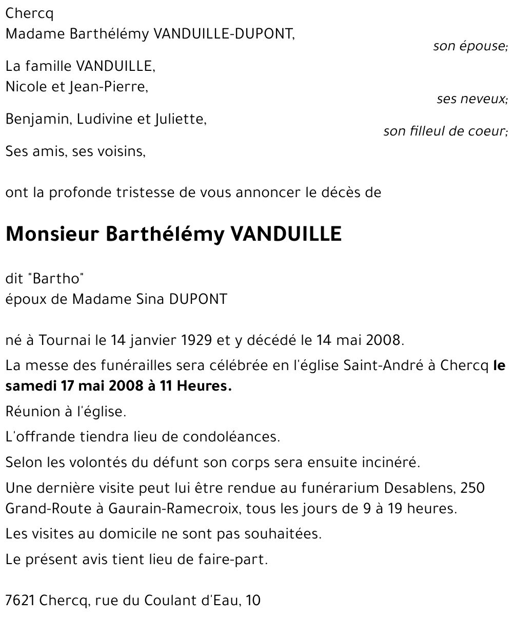 Barthélémy VANDUILLE