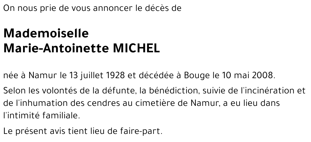 Marie-Antoinette MICHEL