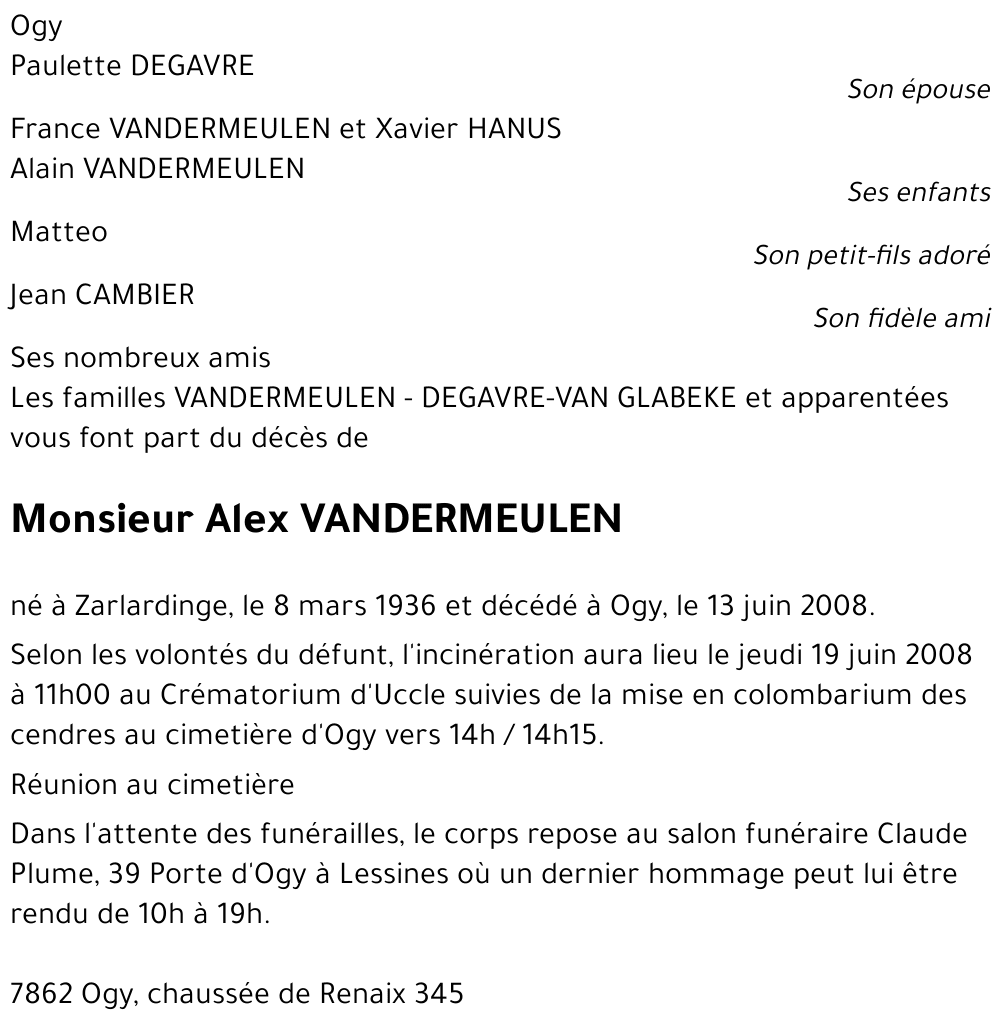 Alex VANDERMEULEN