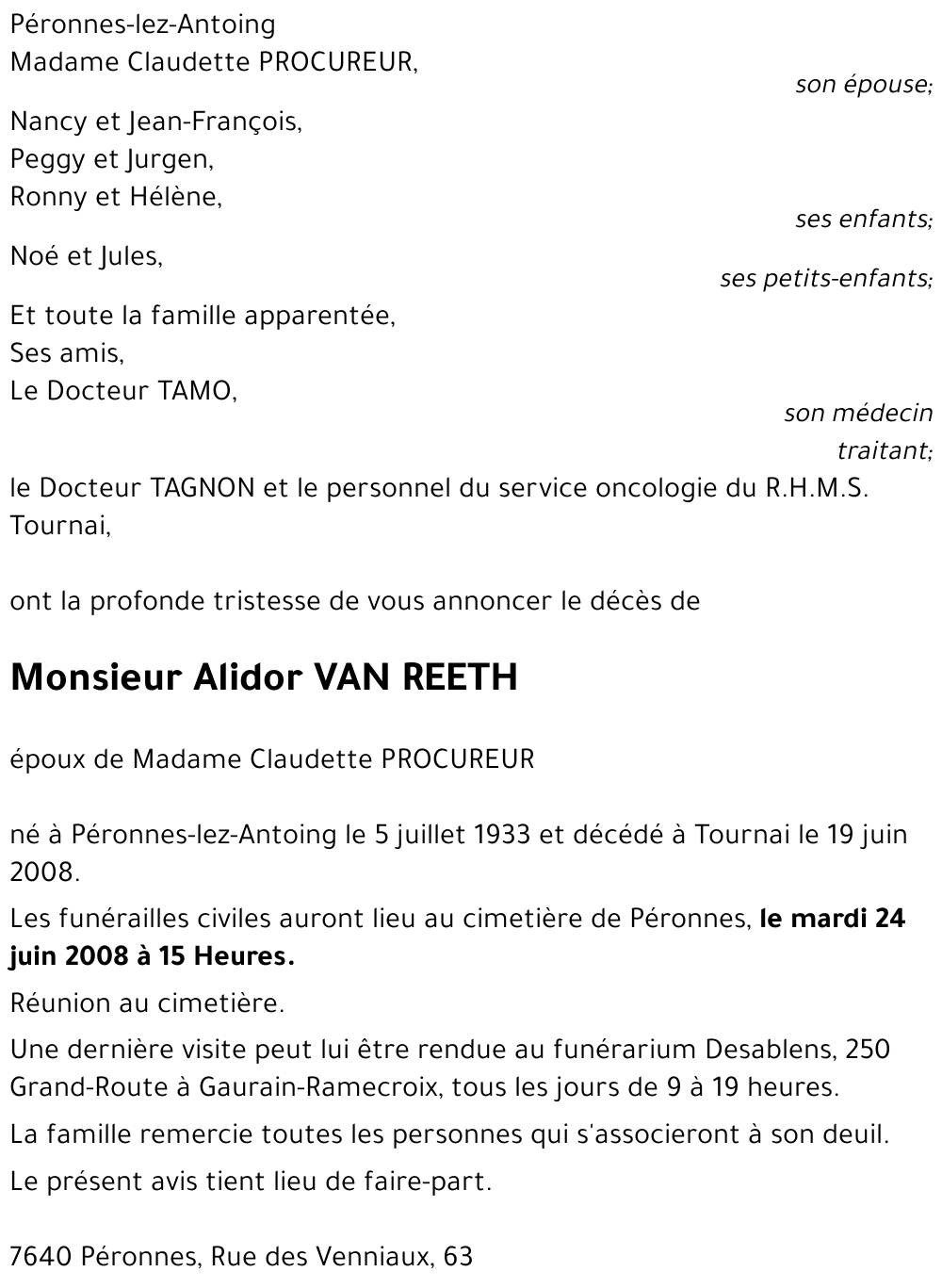 Alidor VAN REETH