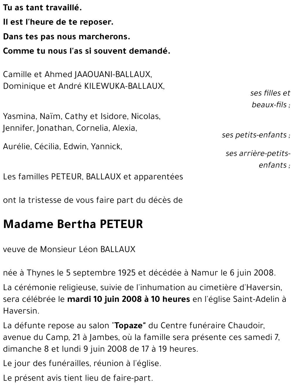 Bertha PETEUR