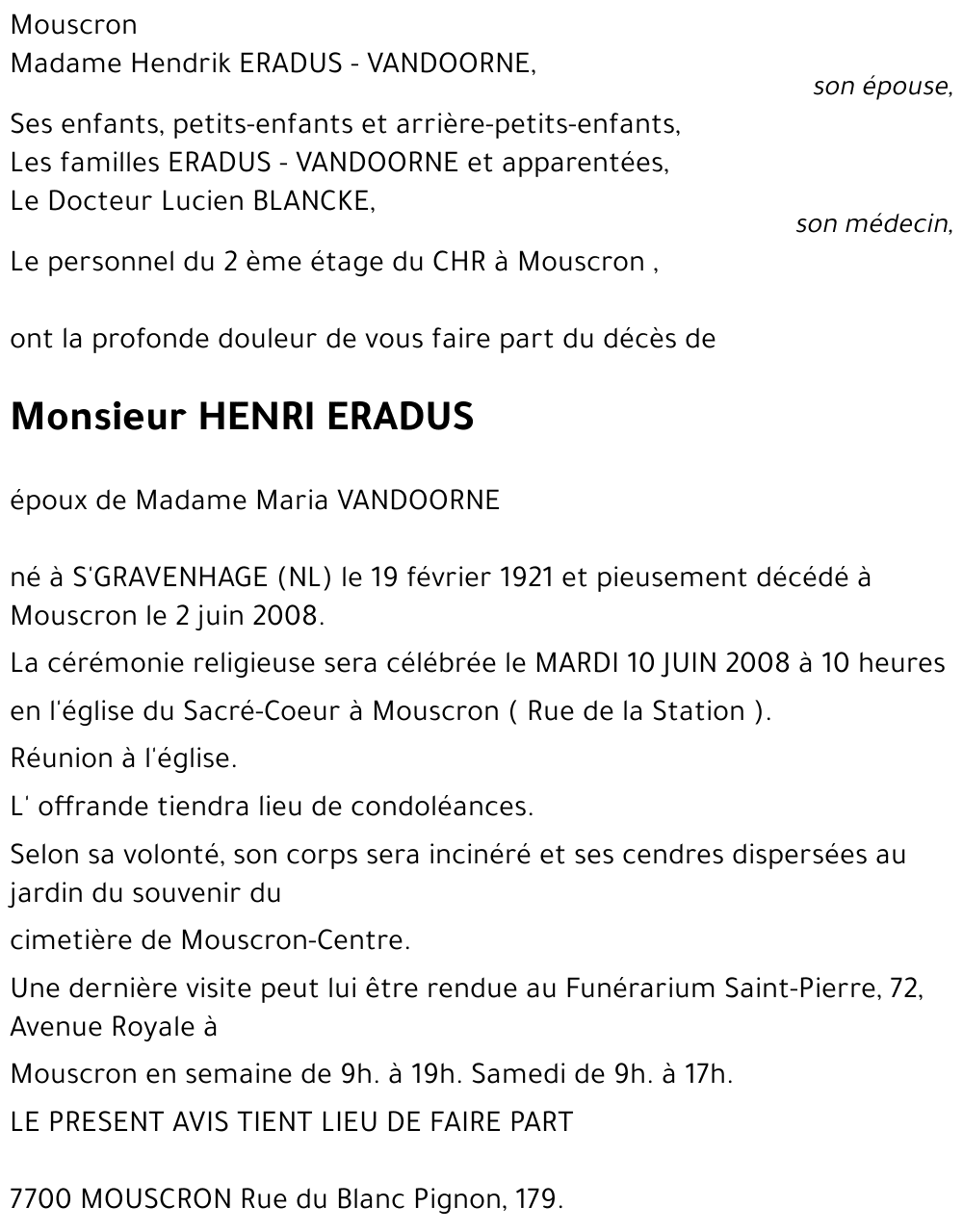 HENRI ERADUS