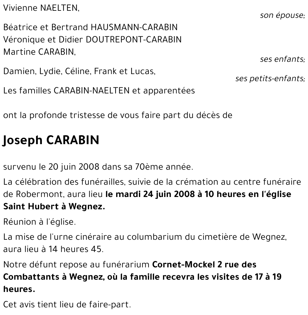 Joseph CARABIN