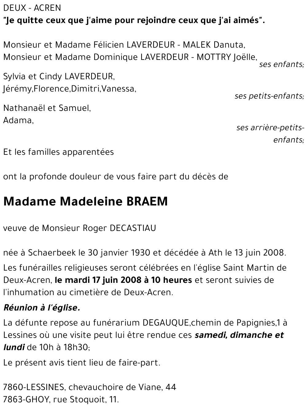 Madeleine BRAEM