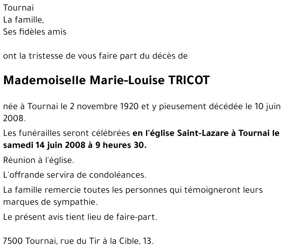 Marie-Louise TRICOT