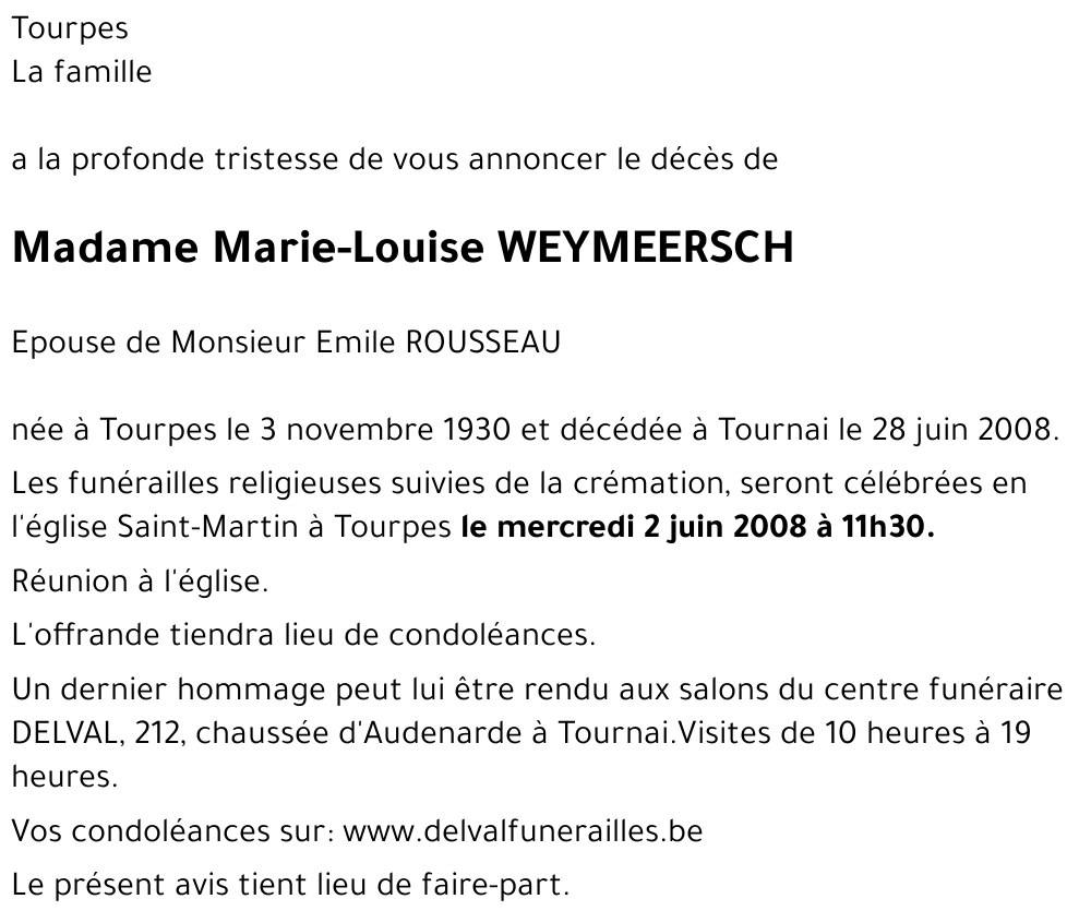 Marie-Louise WEYMEERSCH