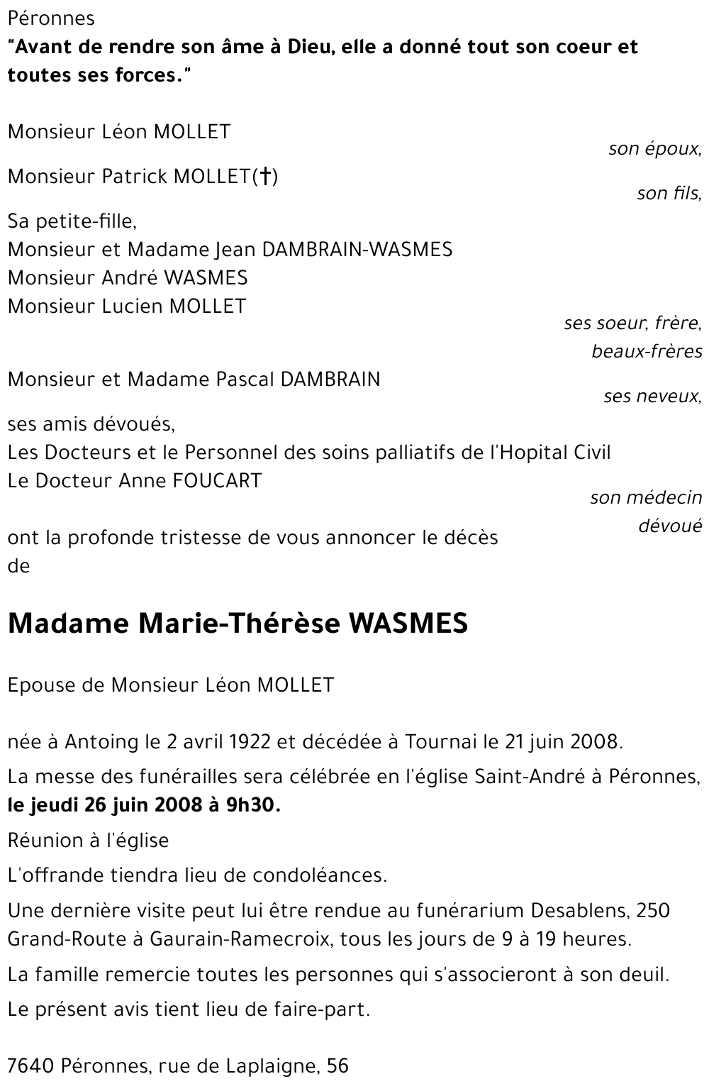 Marie-Thérèse WASMES