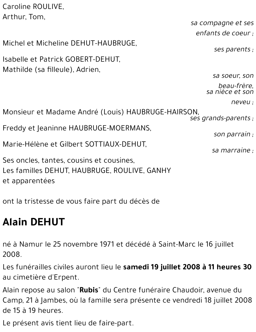 Alain DEHUT