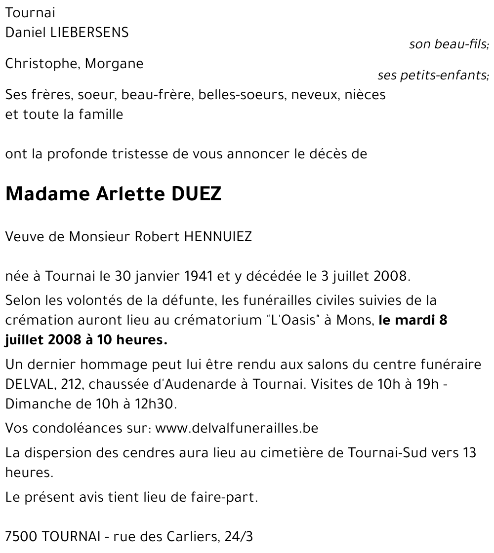 Arlette DUEZ