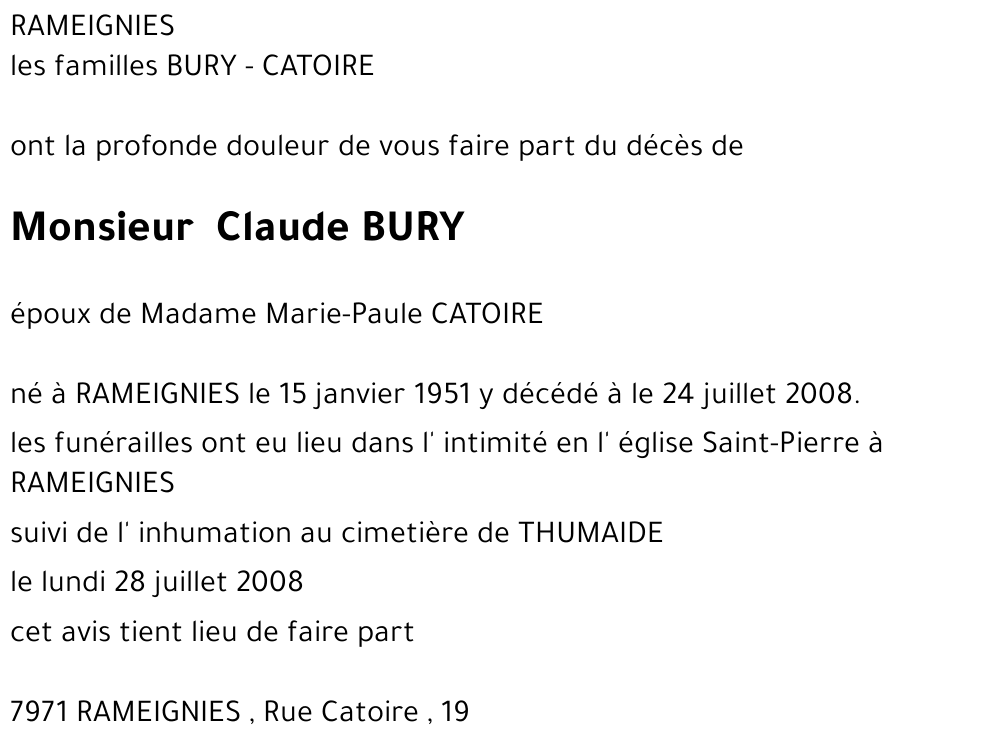 Claude BURY