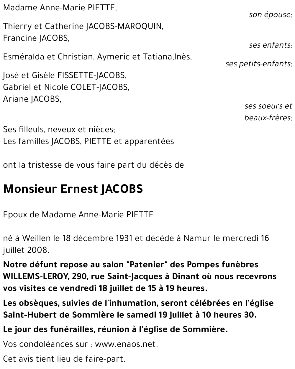 Ernest JACOBS
