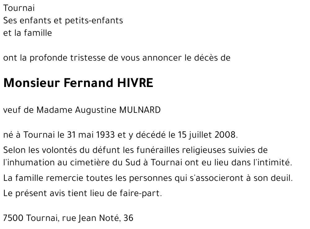 Fernand HIVRE