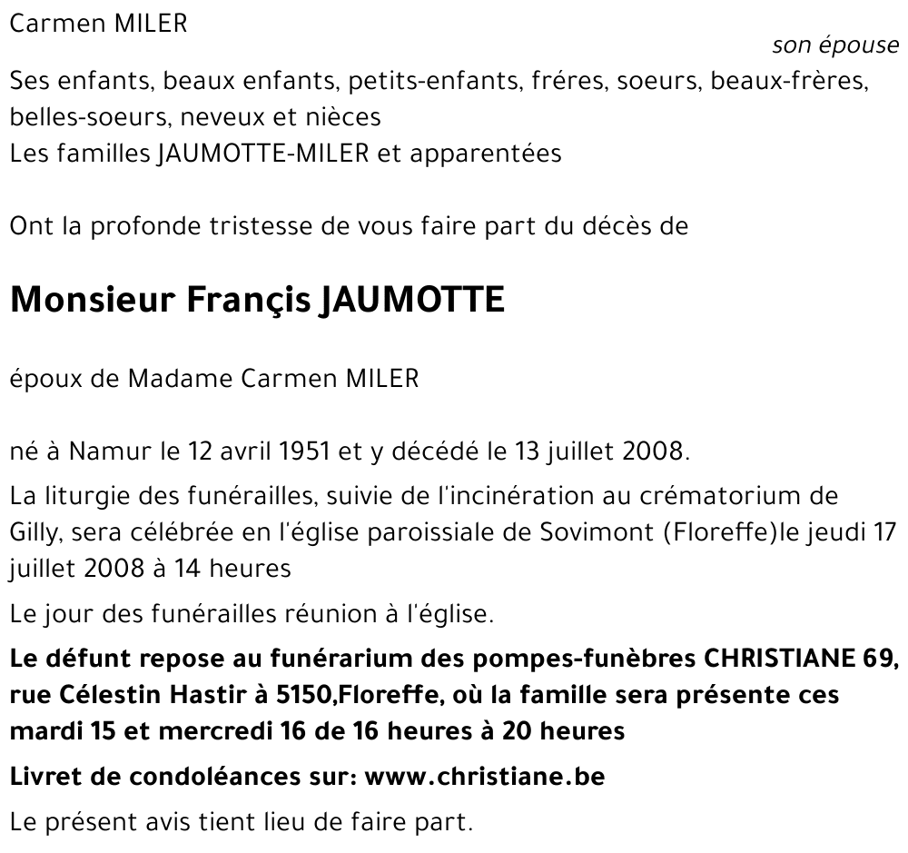 Françis JAUMOTTE