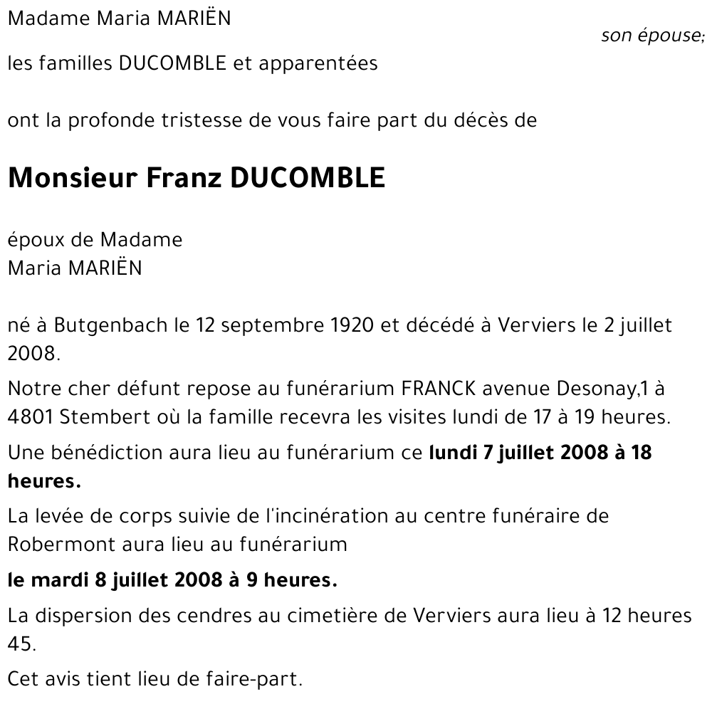 Franz DUCOMBLE