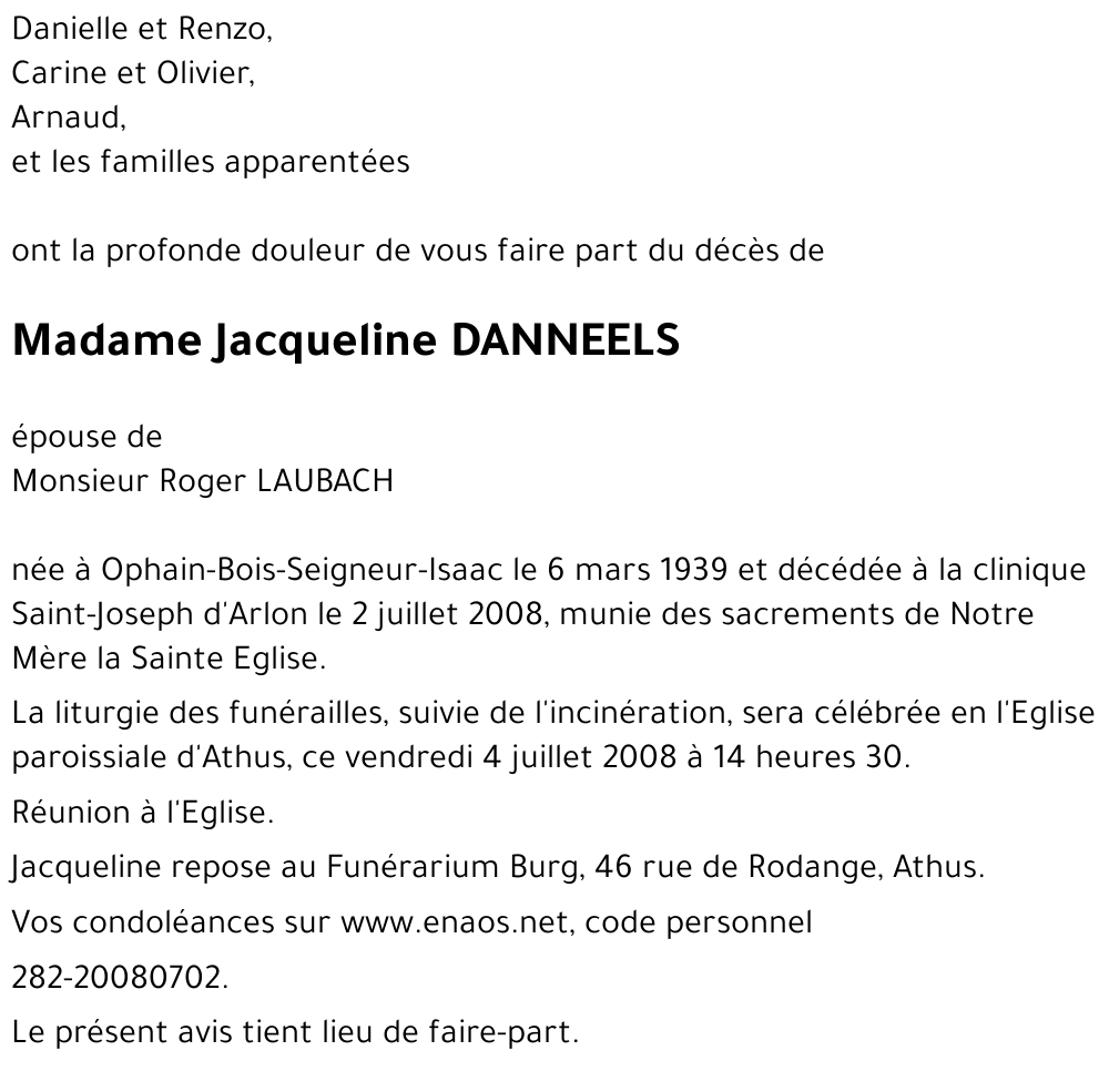 Jacqueline DANNEELS