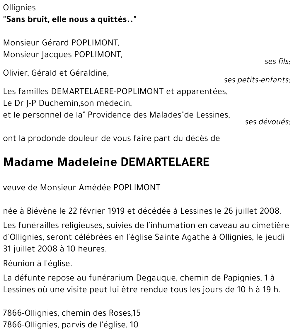 Madeleine DEMARTELAERE