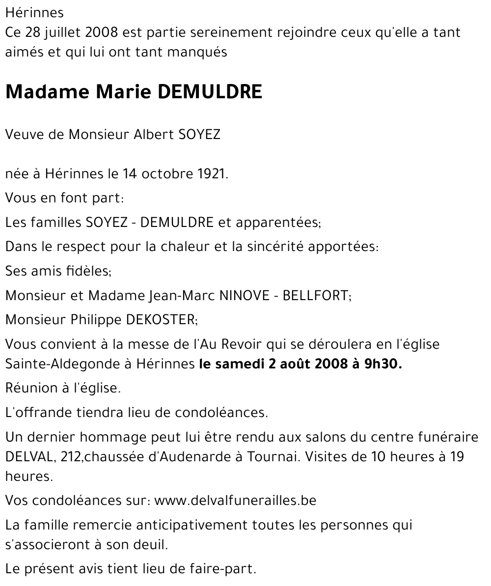 Marie DEMULDRE