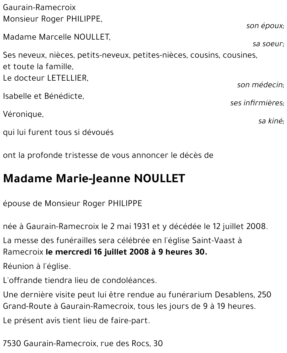 Marie-Jeanne NOULLET