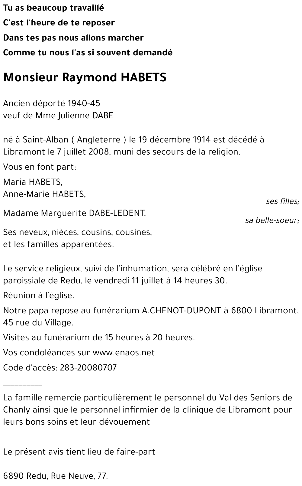 Raymond HABETS