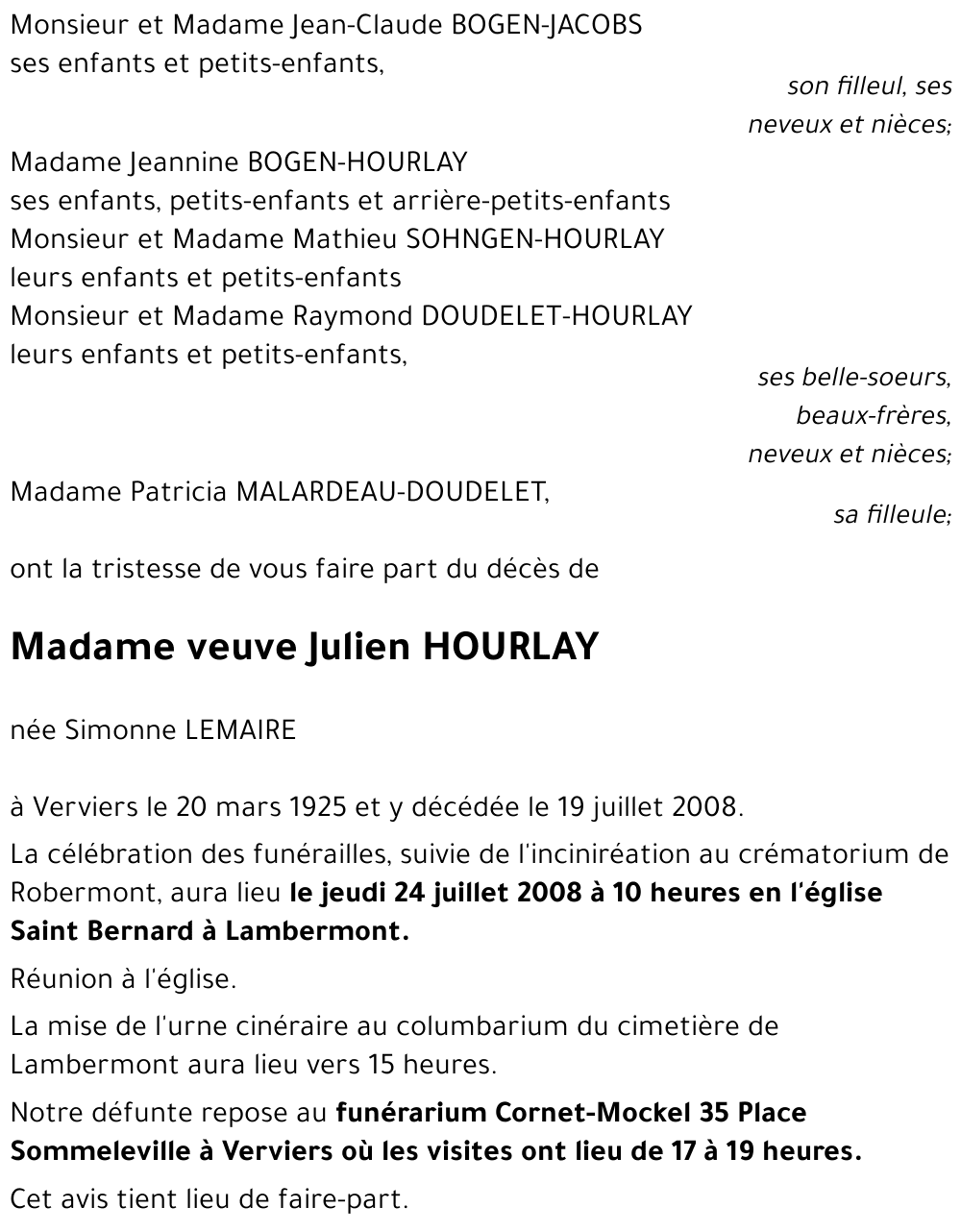 Simonne LEMAIRE