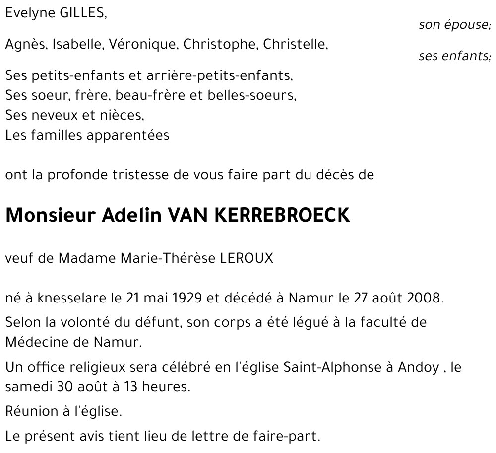 Adelin VAN KERREBROECK