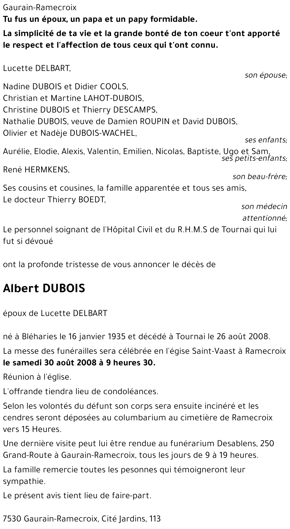 Albert DUBOIS