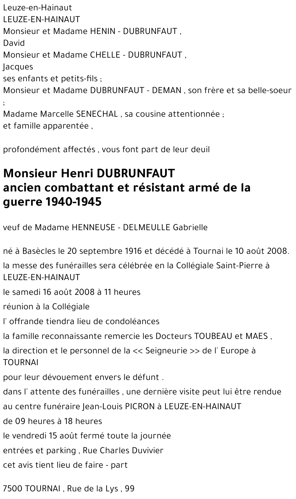 Henri DUBRUNFAUT