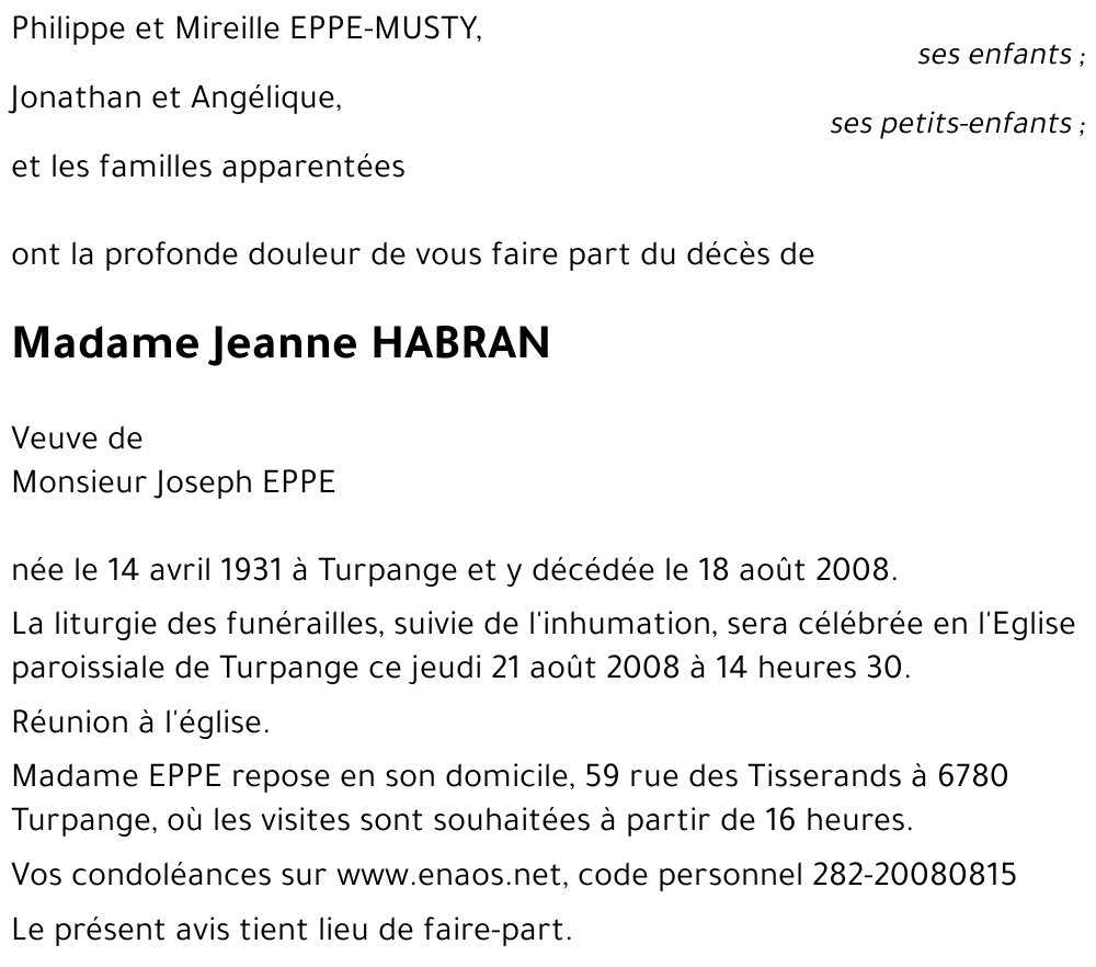 Jeanne HABRAN