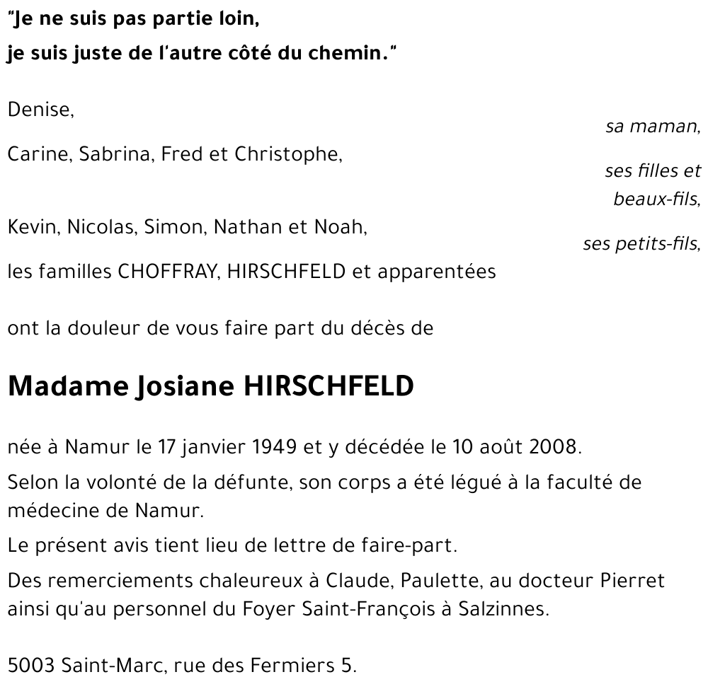 Josiane HIRSCHFELD