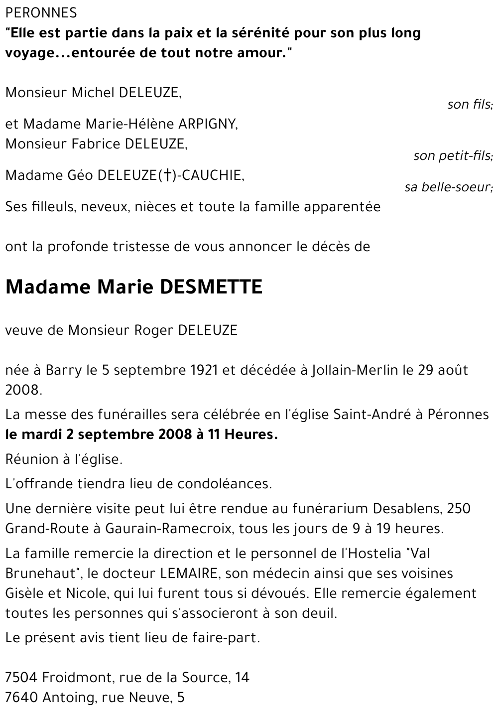 Marie DESMETTE