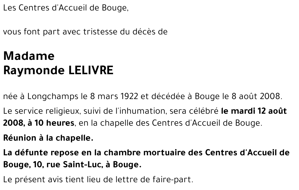 Raymonde LELIVRE