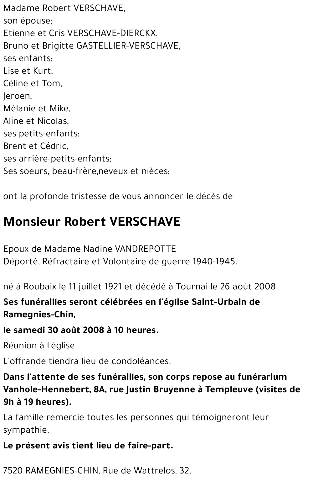 Robert VERSCHAVE