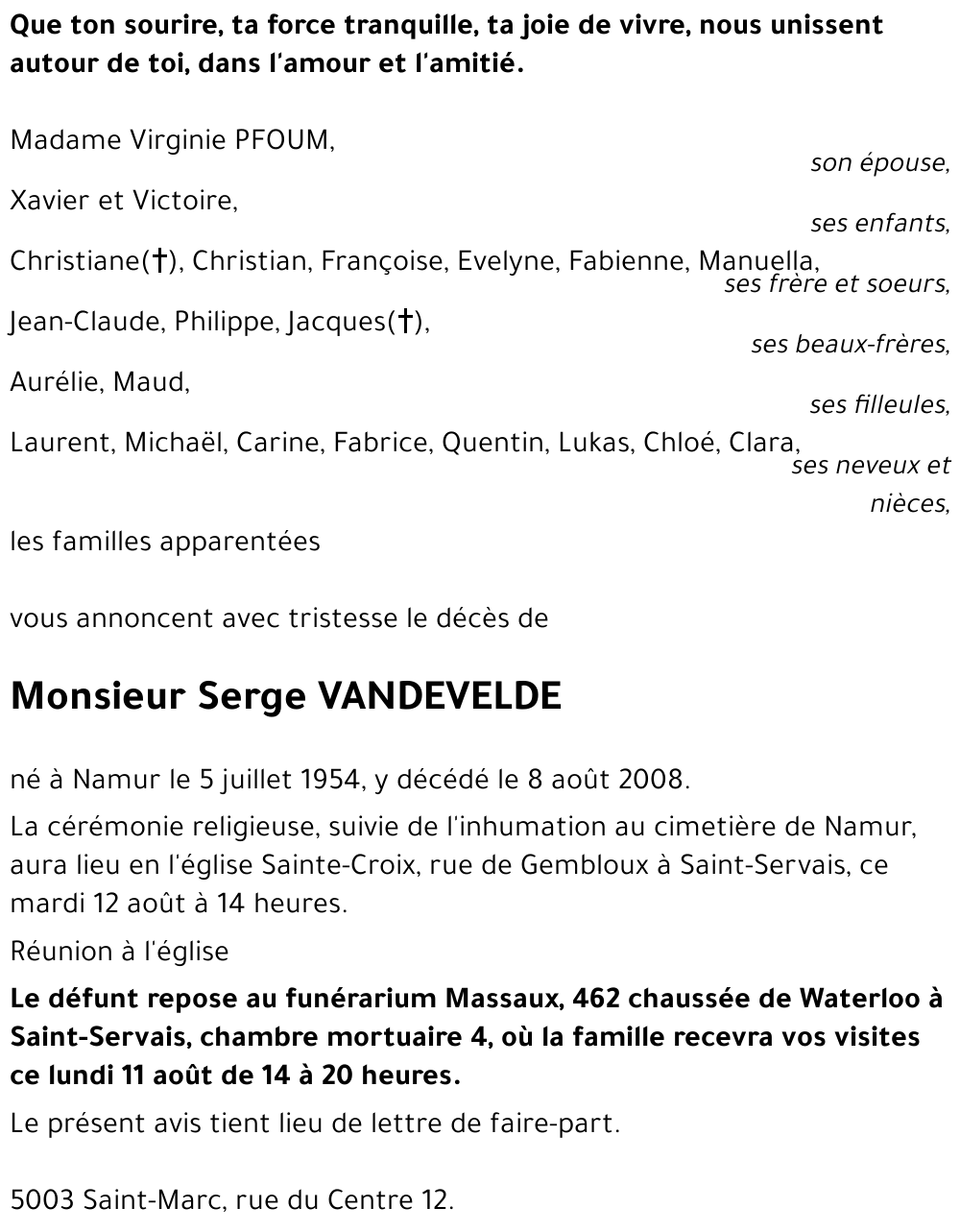 Serge VANDEVELDE