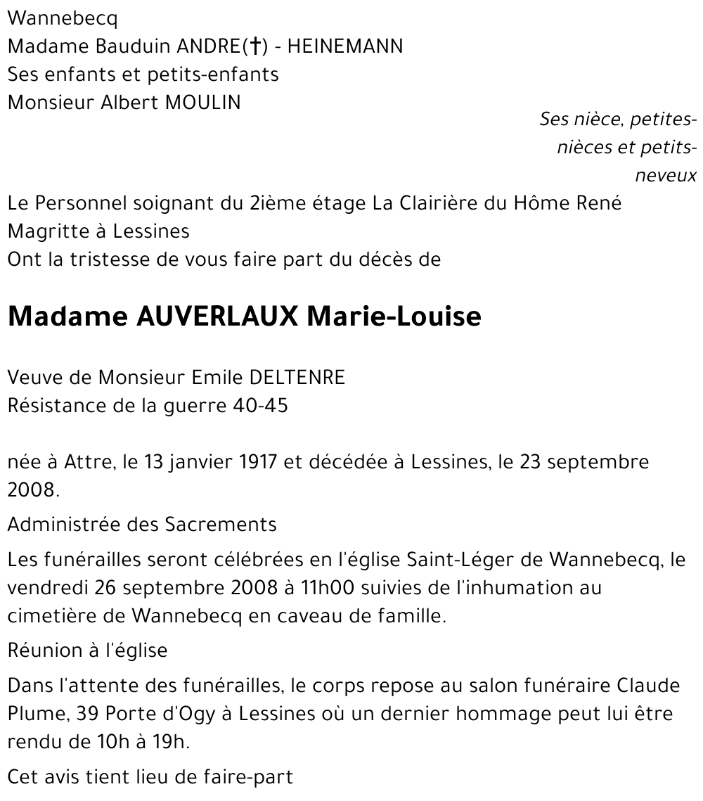 AUVERLAUX Marie-Louise