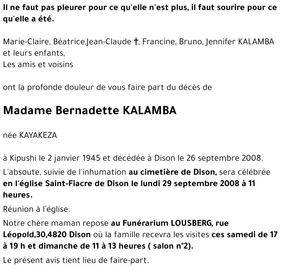 Bernadette KALAMBA