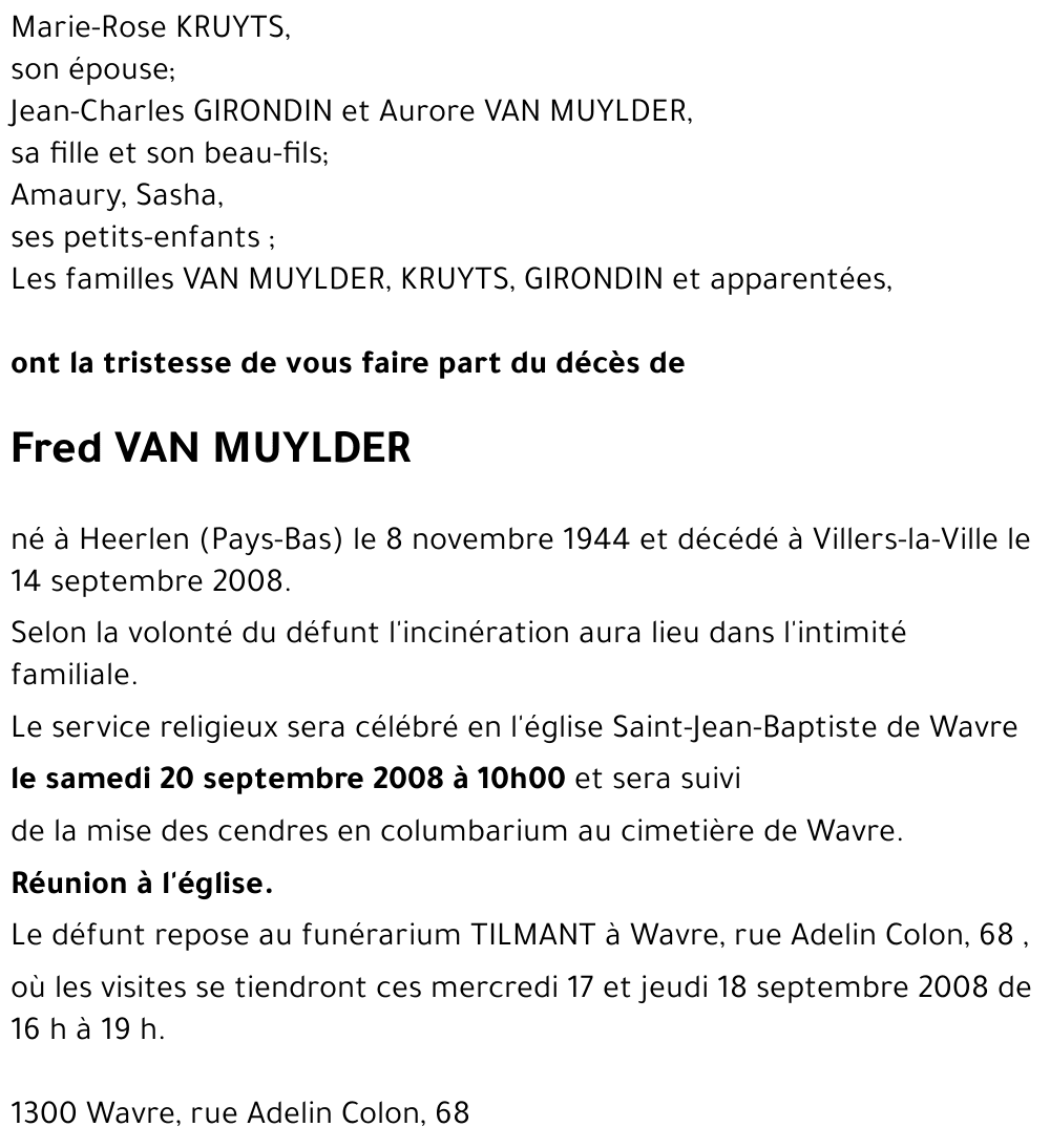 Fred VAN MUYLDER