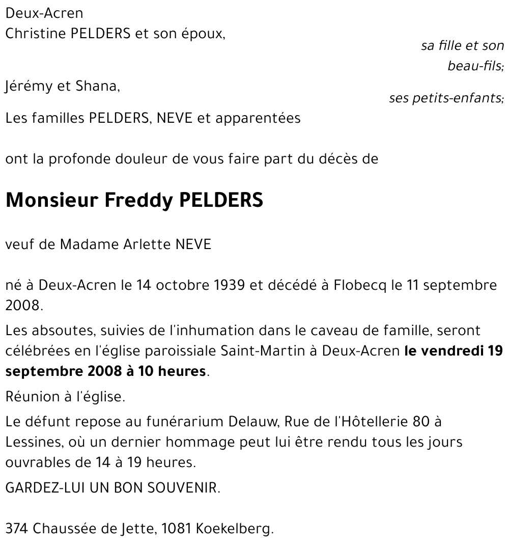 Freddy PELDERS