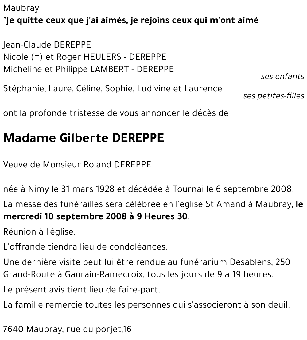 Gilberte DEREPPE